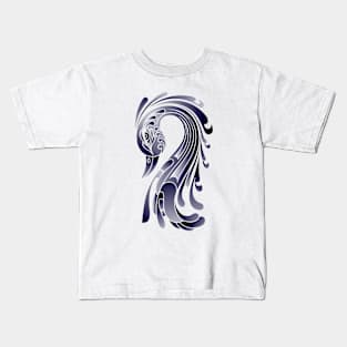 Decorative Swan Slick Curvy Neck Side Profile Illustration Kids T-Shirt